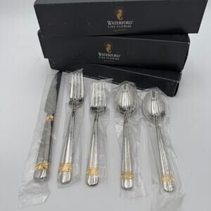 Waterford Wicklow Gold Flatware 18/10 5 Pc Place Setting NIB